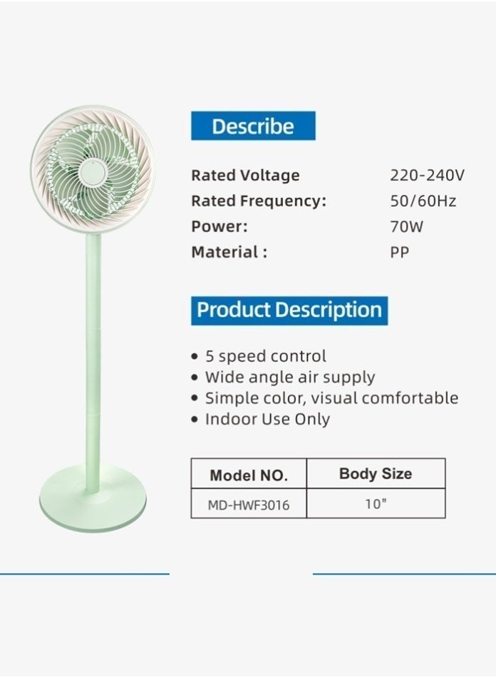 MODI Premium Air Circulation Fan 110cm Adjustable Height Knob Control 3-Speed 90° Oscillating Pedestal Fan ,stand fan Green - Image 4