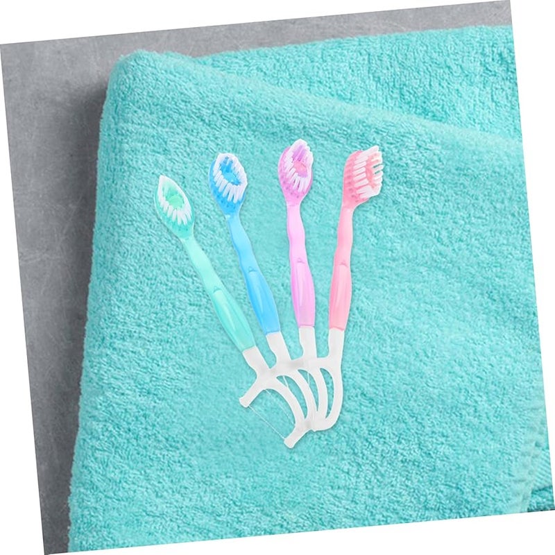 10Pcs Mini Disposable Toothbrush With Floss Travel Oral Cleaning Kit For Camping Daily Use - Image 5