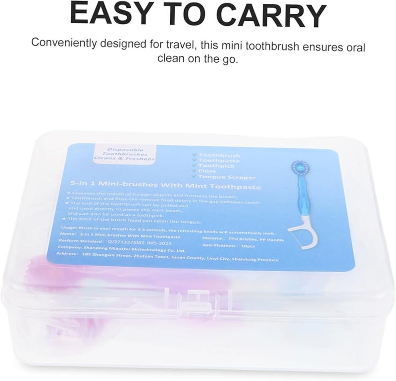 10Pcs Mini Disposable Toothbrush With Floss Travel Oral Cleaning Kit For Camping Daily Use - Image 4
