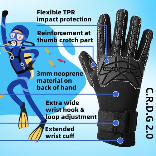 Seibertron قفازات سيبرترون C.R.D.G 2.0 - مقاومة للقطع ومضادة للانزلاق للغوص وصيد السمك بالرمح L - Image 4