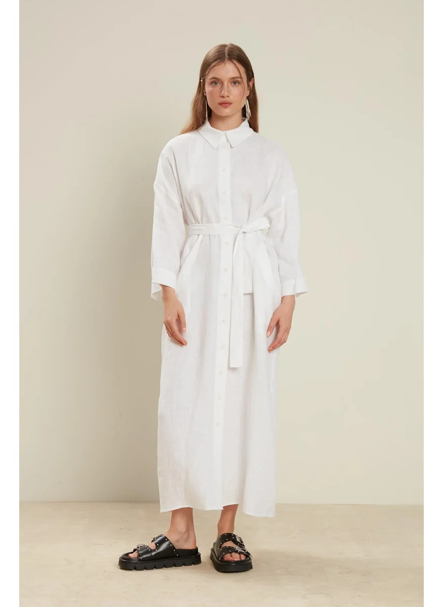 Manuka Linen Dress White