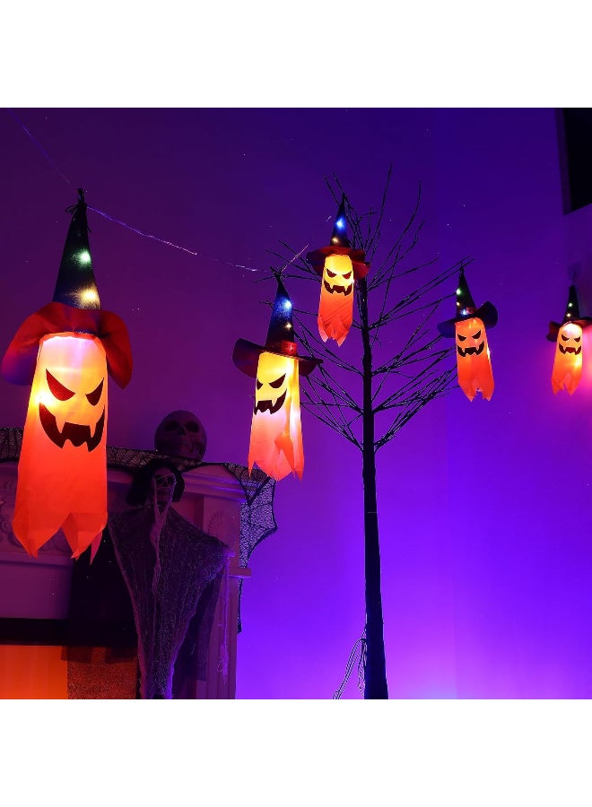AUTOYSUR Halloween Decorations Outdoor, Glowing Ghost Witch Hat String Lights Decor Outside, Long Life & High Light, Indoor Halloween Lights for Porch and Courtyard Tree Decorations(5-Pack) - Image 2