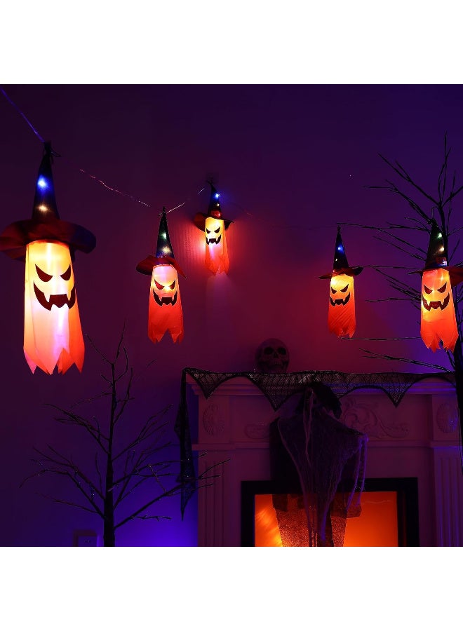 AUTOYSUR Halloween Decorations Outdoor, Glowing Ghost Witch Hat String Lights Decor Outside, Long Life & High Light, Indoor Halloween Lights for Porch and Courtyard Tree Decorations(5-Pack) - Image 4