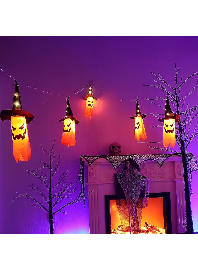 AUTOYSUR Halloween Decorations Outdoor, Glowing Ghost Witch Hat String Lights Decor Outside, Long Life & High Light, Indoor Halloween Lights for Porch and Courtyard Tree Decorations(5-Pack) - Image 3