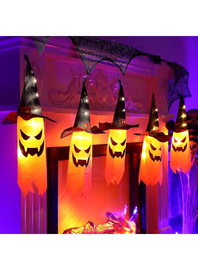 AUTOYSUR Halloween Decorations Outdoor, Glowing Ghost Witch Hat String Lights Decor Outside, Long Life & High Light, Indoor Halloween Lights for Porch and Courtyard Tree Decorations(5-Pack) - Image 1