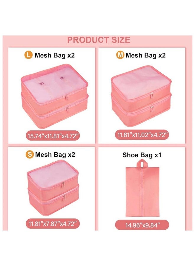 Sprqcart Polyester 7 Set Travel Organizer Bag 3 Packing Cubes + Pouches 1 Toiletry (Pink20 Cm, Cm) - Image 2