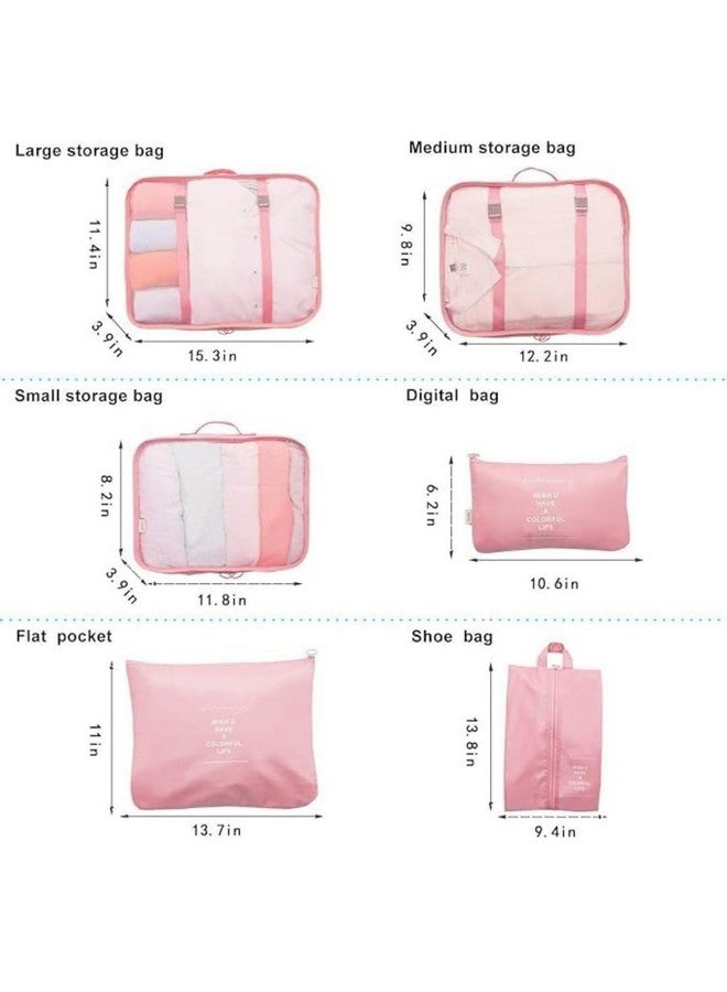 Sprqcart Polyester 7 Set Travel Organizer Bag 3 Packing Cubes + Pouches 1 Toiletry (Pink20 Cm, Cm) - Image 3