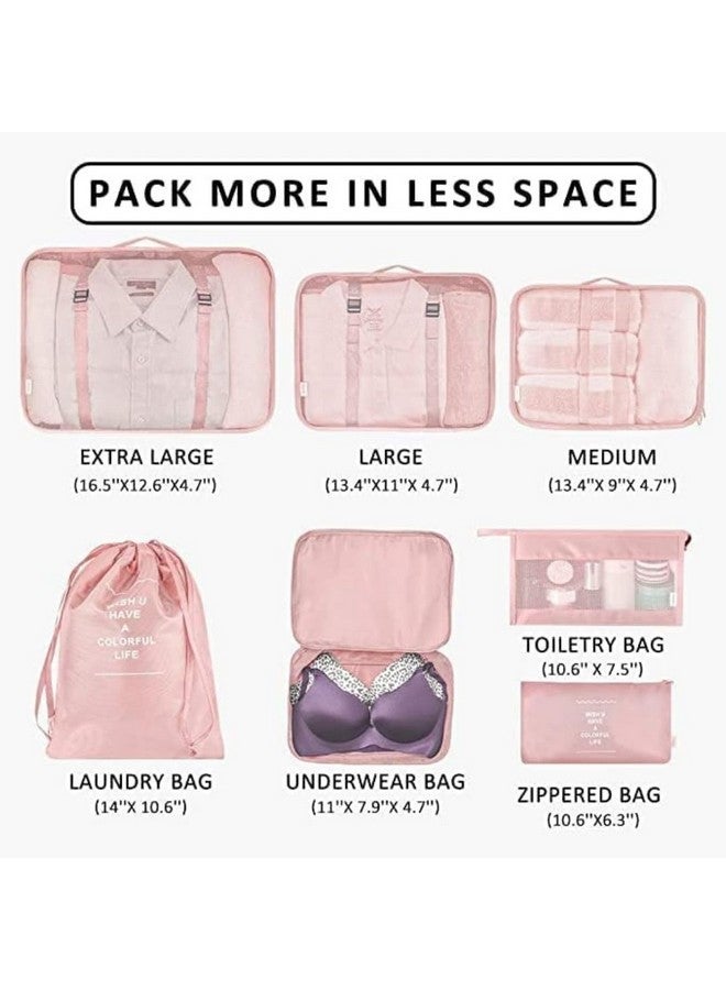 Sprqcart Polyester 7 Set Travel Organizer Bag 3 Packing Cubes + Pouches 1 Toiletry (Pink20 Cm, Cm) - Image 4