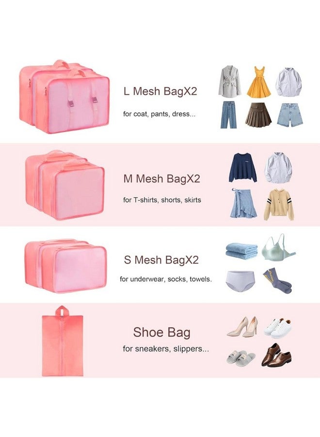 Sprqcart Polyester 7 Set Travel Organizer Bag 3 Packing Cubes + Pouches 1 Toiletry (Pink20 Cm, Cm) - Image 5