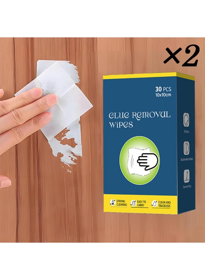مزيل لاصق، مناديل تنظيف - 60 منديل - يزيل بقايا المواد اللاصقة بأمان، ويزيل الملصقات، وملصقات السيارات، وأقلام التلوين، وعصارة الأشجار، والعلكة، وشريط التغطية، وأقلام التحديد، والغراء، والشارات بسرعة. - Image 1