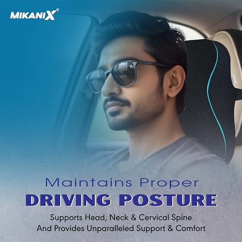 OBEROI'S TRADERS 2 YEARS WARRANTY Car Neck Rest Pillow & Orthopedic Back Lumbar Support Combo for Car Seat & Office Chair to Relief Neck & Back Pain, Spine Alignment and Posture Correction (Pack of 2) - Image 3
