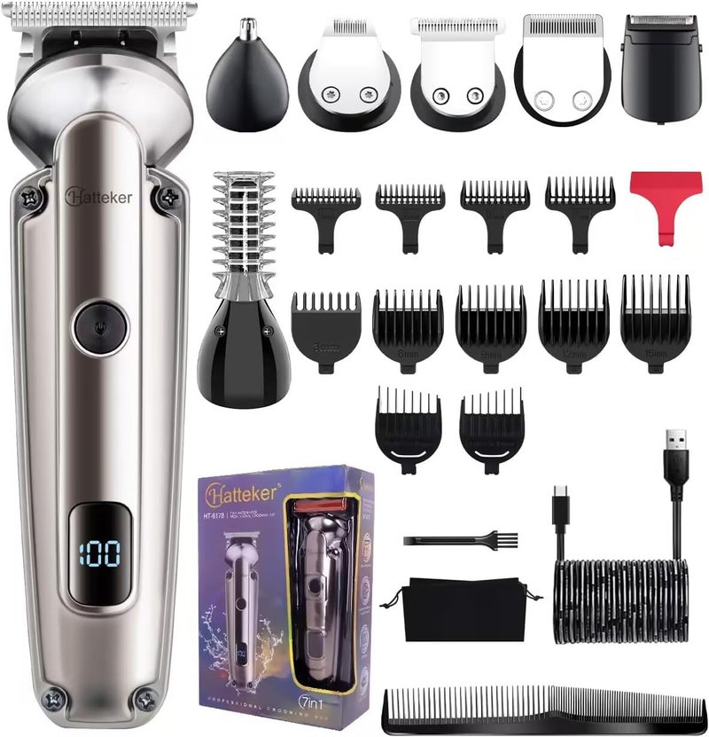 Hatteker Beard Trimmer for Men, Waterproof Hair Trimmer Electric Razor, Cordless Hair Clippers Shavers for Men, Shaving Kit for Nose Mustache Body Facial, Beard Grooming Kit - Image 1
