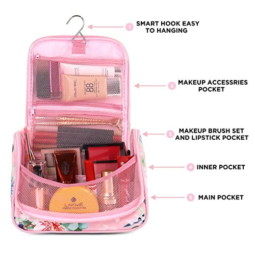 NFI essentials Floral Printed Makeup Organizer Bag for Women, Cosmetic Pouch with Zipper, Large Capacity Toiletry Storage Case for Mak eup, Skincare & Beauty Essentials (Multicolor) - Image 2