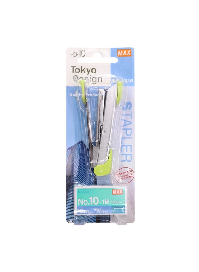 Max Hd-10K Mini Compact Effortless Stapler Set (Stapler + Staples) With Staple Remover Student Office Stapler Can Staple 2-20 Pages Green - Image 2