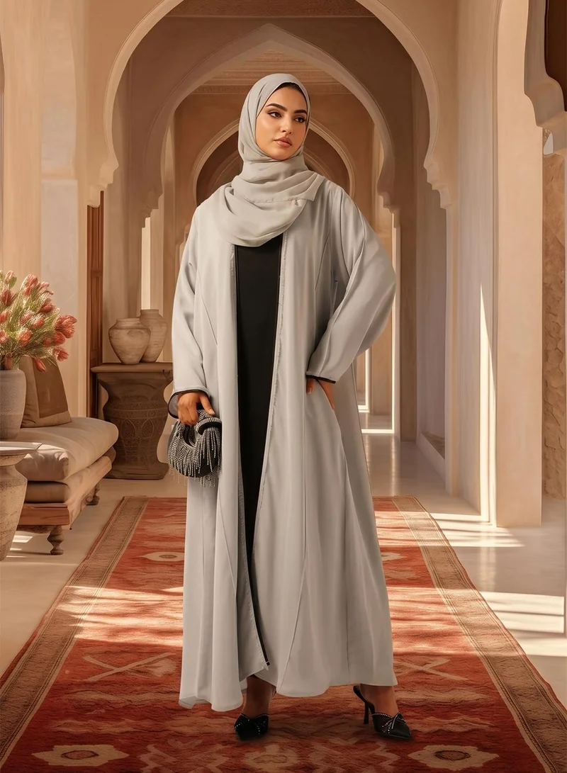 hayas closet Piping Detail Abaya With Sheila