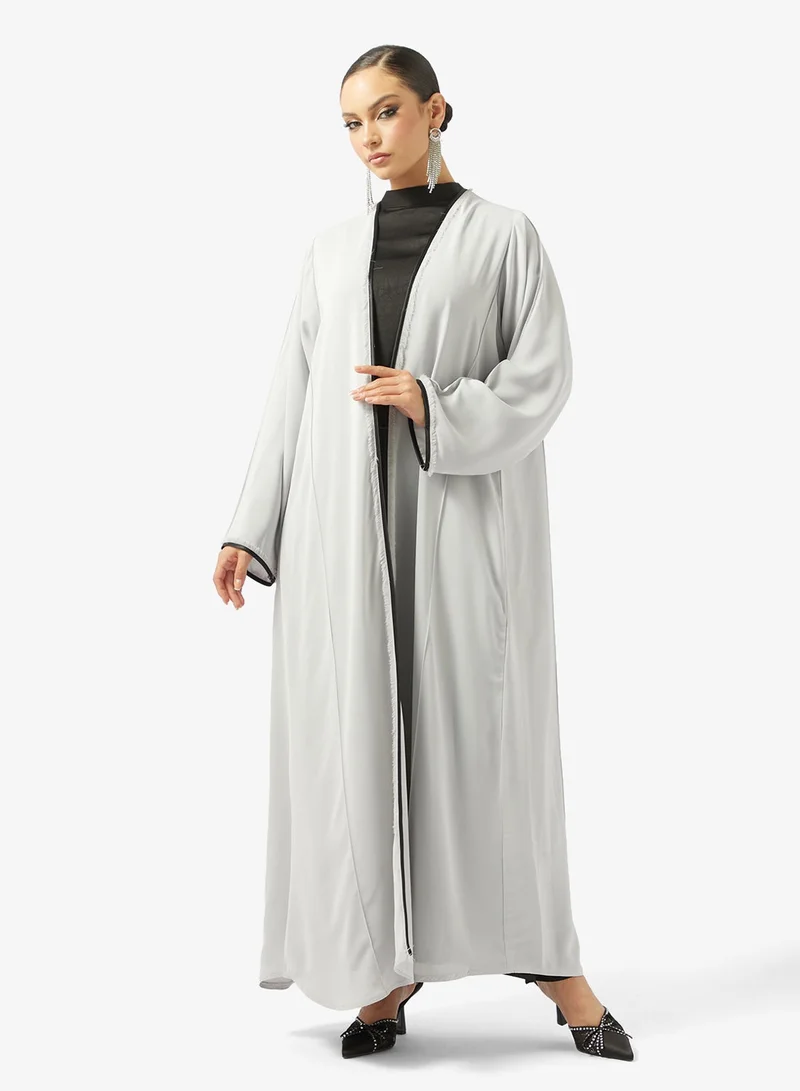 hayas closet Piping Detail Abaya With Sheila