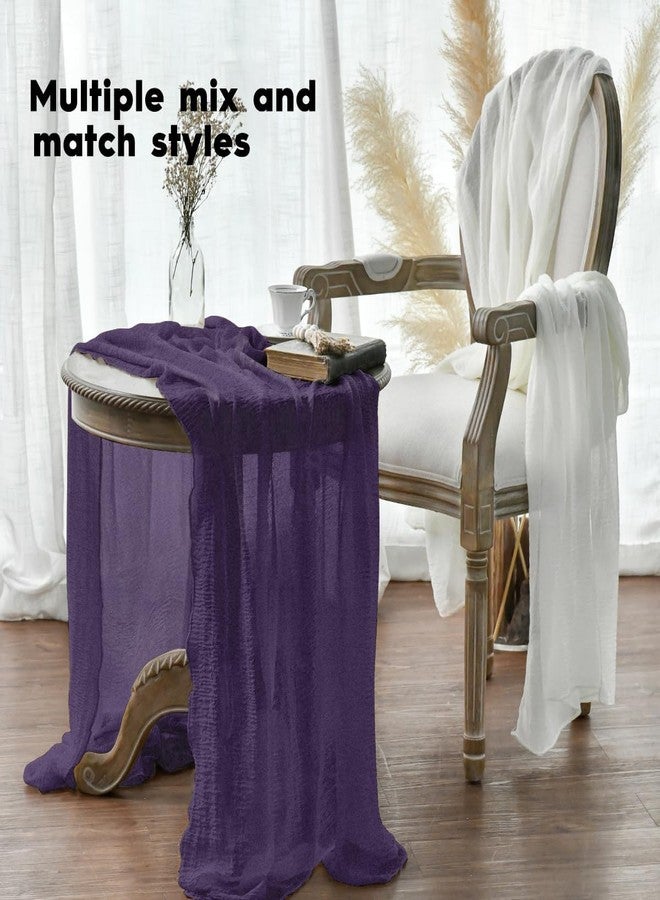 Artoid Mode Boho Cheesecloth Gauze Purple Wedding Table Runner, 120 Inch Seasonal Christmas Winter Fabric Kitchen Dining Holiday Table Decor for Home Party Indoor - Image 3