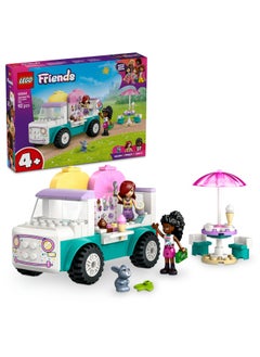LEGO Friends Heartlake City Ice Cream Van Toy, Creative Pretend-Play Food Set for 4 Plus Year Old Girls, Includes 2 Mini Dolls and a Bunny Figure 42644 (92 pieces)  - Image 1