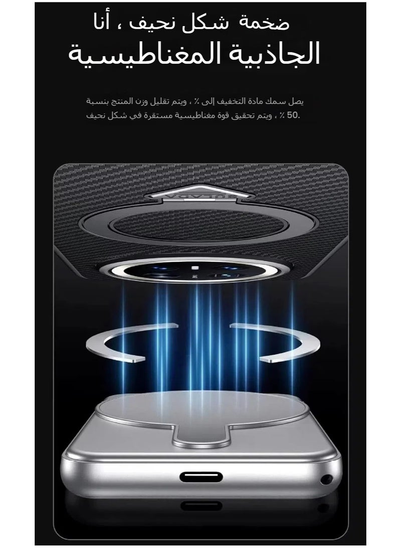 The magnetic case is compatible with the Honor Magic7 Pro case, and the Kevlar carbon fiber case with a stand shock protection case is suitable for the Magic7 Pro to support wireless charging - Image 2