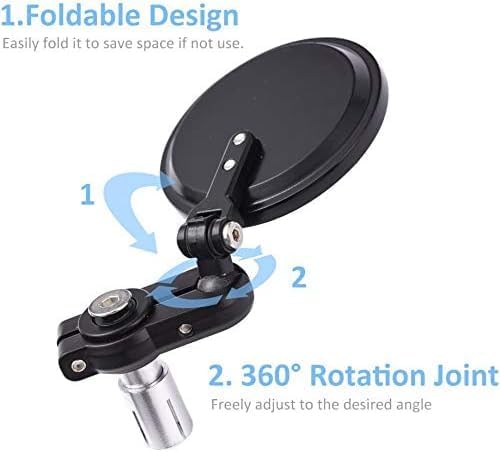 0TO6 Universal Bike ROUND Folding Mirror Glass Bar End Rear View Mirrors Motorcycle Handlebar Side View Mirrors for - All Bike & Motorcycle - Image 4