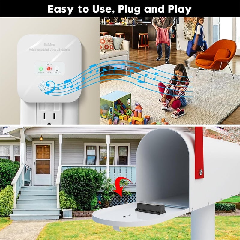 briidea Mailbox Alarm, Wireless, Battery Powered, White, 500ft Range, LED Flash & Sound Alerts, Low Battery Reminder, Easy Installation, Secure Your Mail & Never Miss an Alert - Image 5