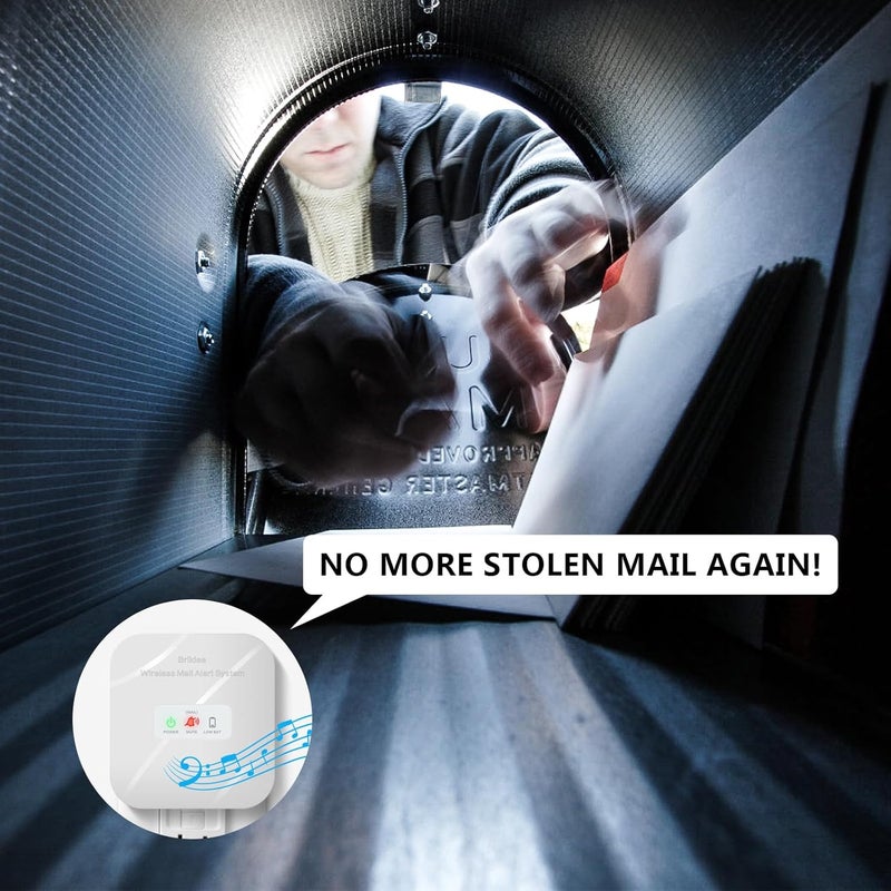 briidea Mailbox Alarm, Wireless, Battery Powered, White, 500ft Range, LED Flash & Sound Alerts, Low Battery Reminder, Easy Installation, Secure Your Mail & Never Miss an Alert - Image 3