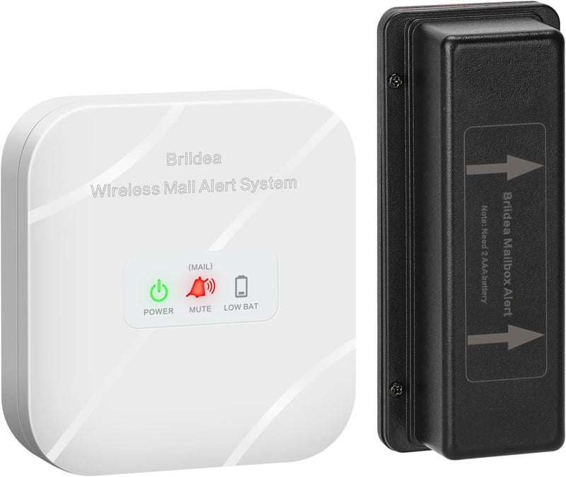briidea Mailbox Alarm, Wireless, Battery Powered, White, 500ft Range, LED Flash & Sound Alerts, Low Battery Reminder, Easy Installation, Secure Your Mail & Never Miss an Alert - Image 1