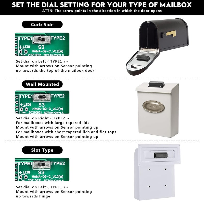 briidea Mailbox Alarm, Wireless, Battery Powered, White, 500ft Range, LED Flash & Sound Alerts, Low Battery Reminder, Easy Installation, Secure Your Mail & Never Miss an Alert - Image 4