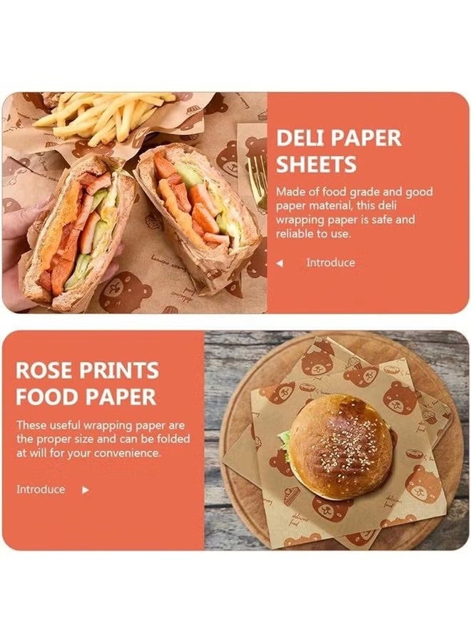 100 Sheets Sandwich Wrapping Paper, Waxed Baking Paper, Food Oil Absorbent Paper, Greaseproof Paper, Fried Chicken Insulation Paper - Image 4
