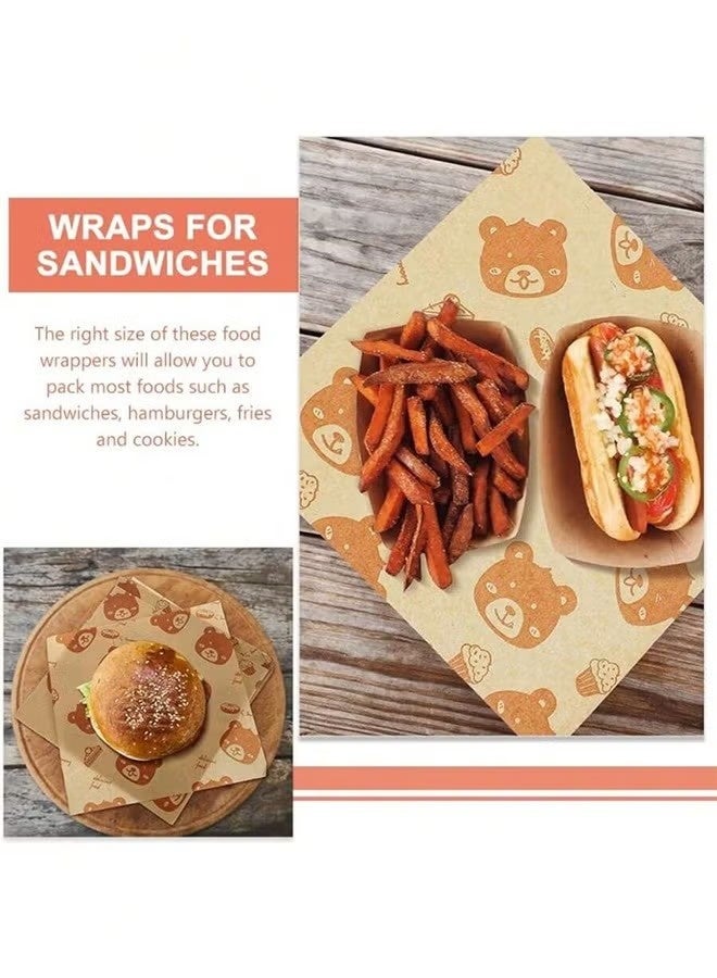 100 Sheets Sandwich Wrapping Paper, Waxed Baking Paper, Food Oil Absorbent Paper, Greaseproof Paper, Fried Chicken Insulation Paper - Image 3