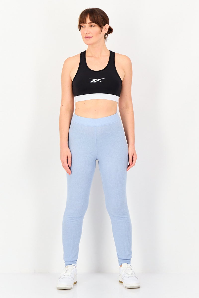 Reebok Women Brand Logo Non Padded Vector Sports Bra, Black - Image 4