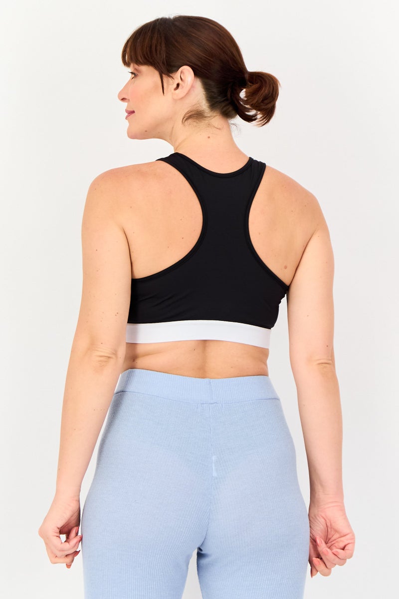 Reebok Women Brand Logo Non Padded Vector Sports Bra, Black - Image 3