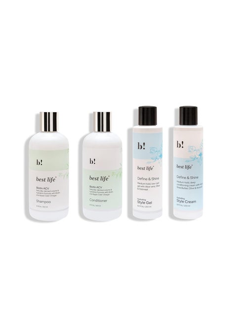 Best Life Biotin 4 Products Bundle Shampoo Conditioner Style Cream Gel 1000 ML Cleanse Hydrate Style Repair
