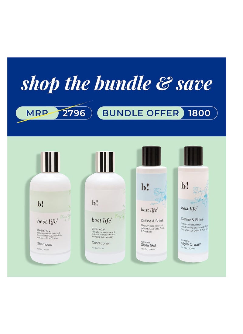 Best Life Best Life Biotin 4 Products Bundle Shampoo Conditioner Style Cream Gel 1000 ML Cleanse Hydrate Style Repair  - Image 3