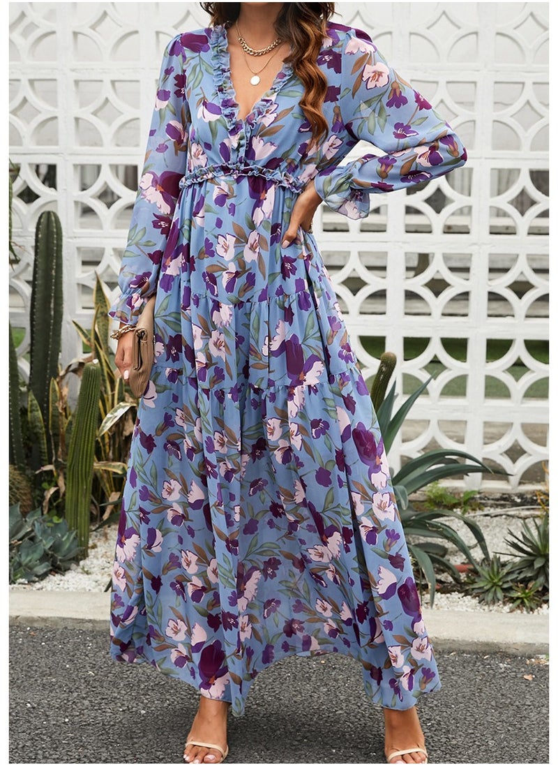 Loquat Thin Gauze Floral Long Sleeved Dress  - Image 2