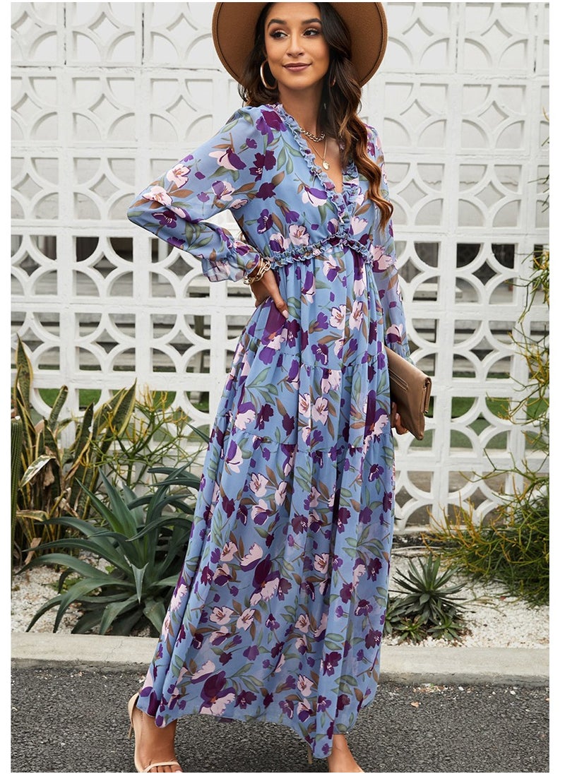 Loquat Thin Gauze Floral Long Sleeved Dress  - Image 3