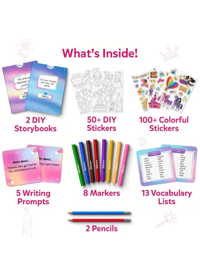 Skillmatics Storybook Art Kit - Unicorn & Princesses Art Kit for Kids, Write & Create Fairytale Stories, Creative Activity for Girls & Boys, DIY Kit, 300+ Stickers, Gifts for Ages 5, 6, 7, 8, 9, 10 - Image 2