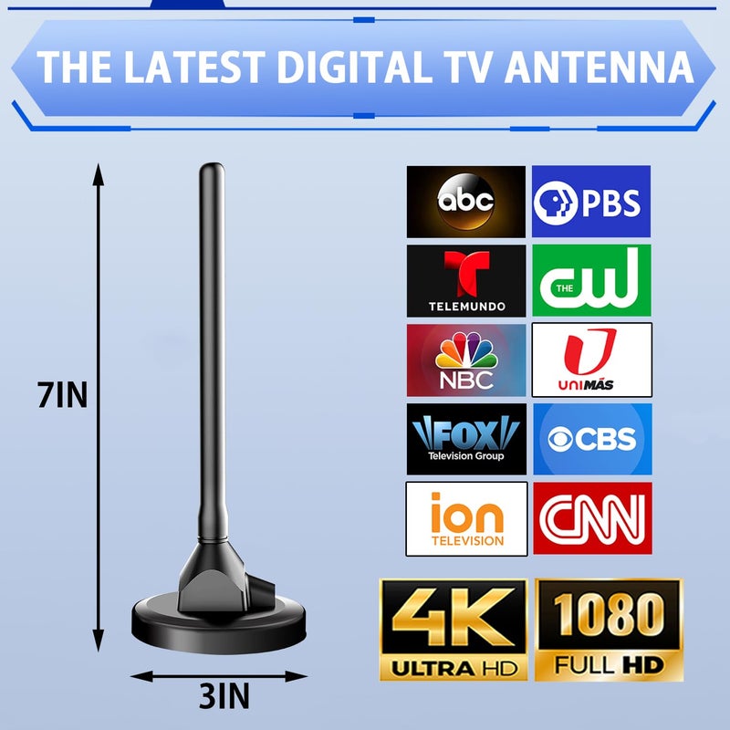 DTVSMARTSHOW Digital Antenna for Smart TV Indoor, TV Antenna for Local Channels, TVs Antenna Indoor with Strong Magnetic Base,360Â° Reception HD Antenna for T V Indoors 4k, Antenna Fort T Vs (6.6 in) - Image 3