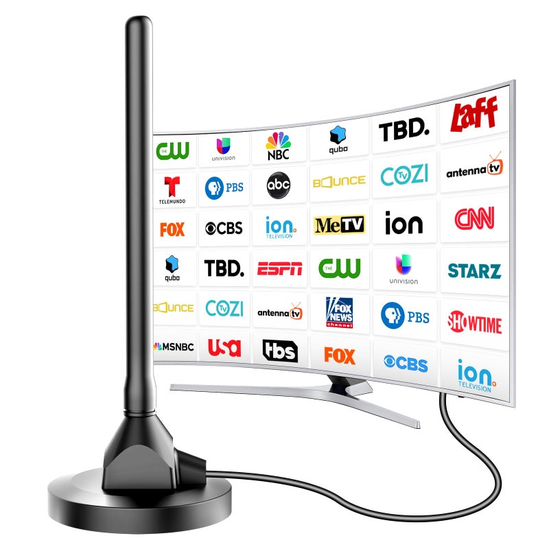 DTVSMARTSHOW Digital Antenna for Smart TV Indoor, TV Antenna for Local Channels, TVs Antenna Indoor with Strong Magnetic Base,360Â° Reception HD Antenna for T V Indoors 4k, Antenna Fort T Vs (6.6 in) - Image 1