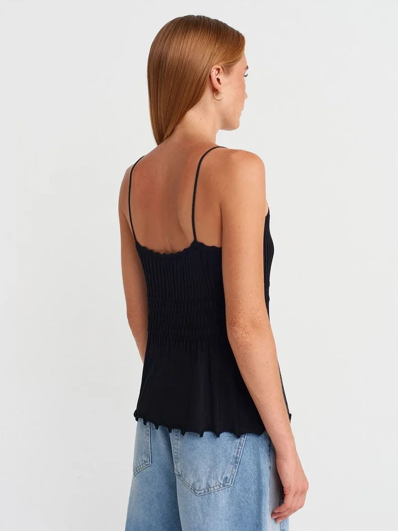 ديلفين Dilvin Ribbed Sleeveless V-neck Blouse