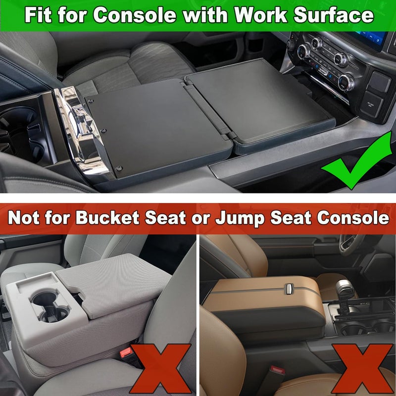 PIMCAR Center Console Cover for 2021-2025 2026 Ford F150, 2022-2026 F150 Lightning Work Surface Console Armrest Cushion Leather Protector Interior Accessories (Only fit for Work Surface Console) - Image 2