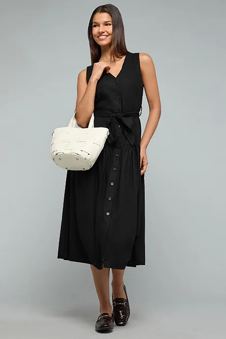 أر أند بي Solid Sleeveless Midi Dress