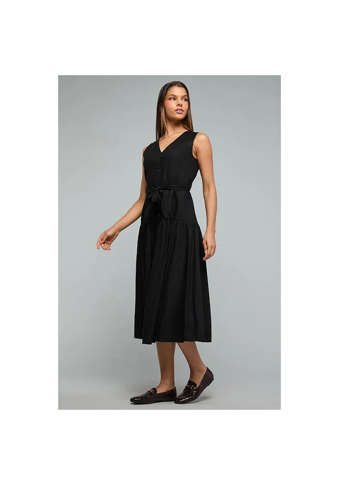 أر أند بي Solid Sleeveless Midi Dress