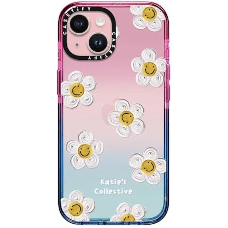 كاستيفي CASETiFY Impact iPhone 15 Case 【4X Military Grade Drop Tested / 8.2ft Drop Protection】 - Flower Prints - Daisy by Katie-s Collective - Cotton Candy - Image 1