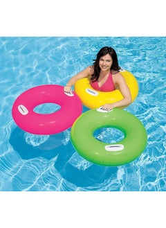 INTEX 59258NP-Inflatable Swim Tube with Two Handles 76cm/30", Lime Yellow  - Image 4