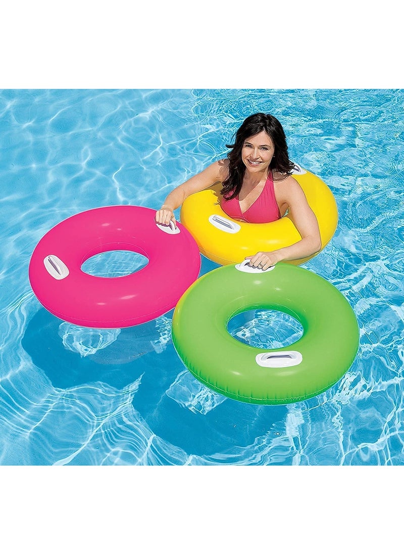 INTEX 59258NP-Inflatable Swim Tube with Two Handles 76cm/30", Lime Yellow  - Image 4