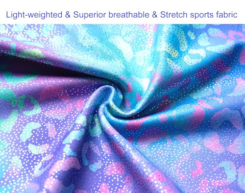 Domusgo Gymnastics Leotards for Girls 5-6 Years Old Green Purple Leopard Sparkly One Piece Tumbling Outfits - Image 3