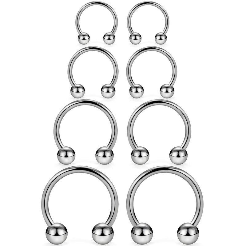 SCERRING 8PCS 16G G23 Titanium Horseshoe Septum Ring Nose Rings Hoop Helix Daith Cartilage Tragus Earrings Nipple Eyebrow Body Piercing Jewelry 8mm 10mm 12mm 14mm - Image 1