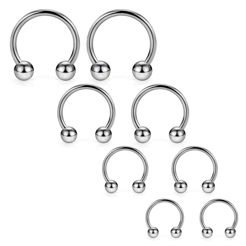 SCERRING 8PCS 16G G23 Titanium Horseshoe Septum Ring Nose Rings Hoop Helix Daith Cartilage Tragus Earrings Nipple Eyebrow Body Piercing Jewelry 8mm 10mm 12mm 14mm - Image 4