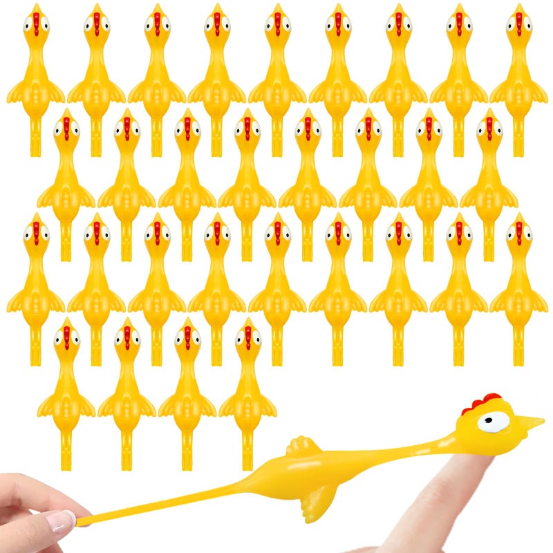 Dshengoo 30Pack Finger Slingshot Chicken RubberFlick Stretchable Flying Sling Shot Chick Fingers for School Reward Easter Birthday Party Favors White Elephant Gift Exchange - Image 3